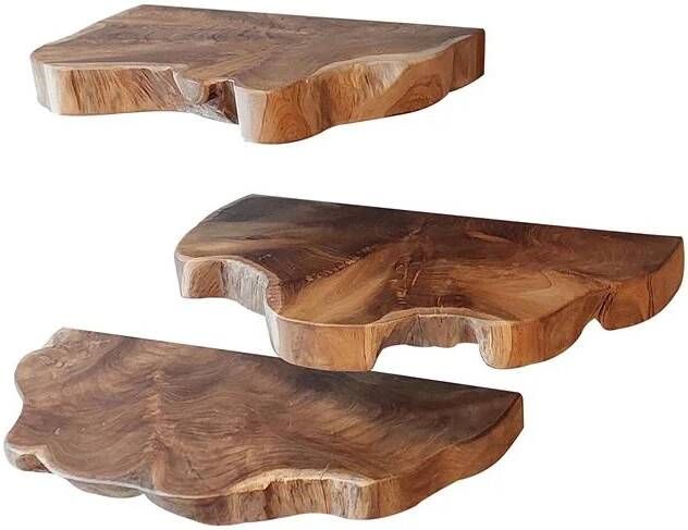 MOOS by fonQ Philly Wandschap Set van 3 Teakhout