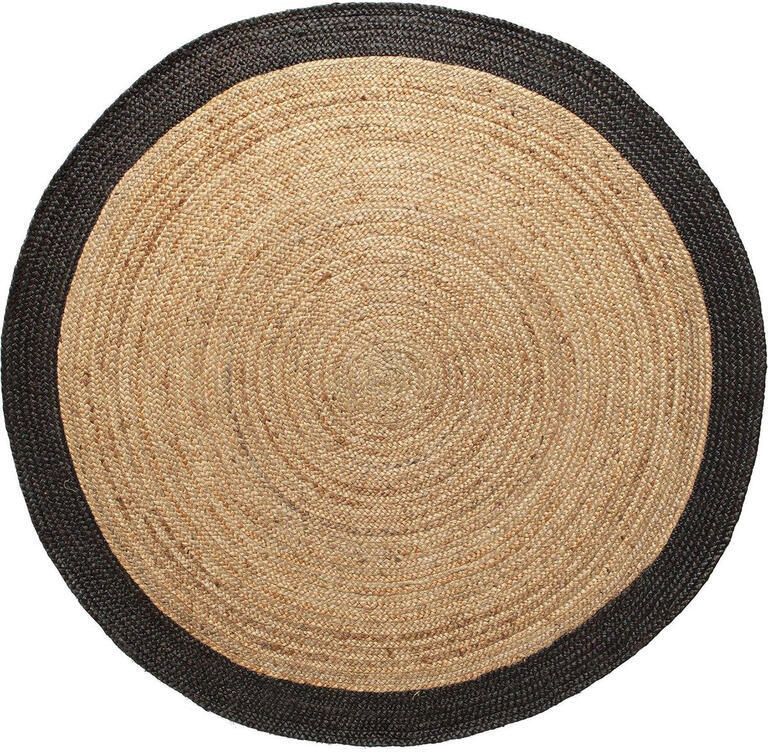 MrCarpet Rond jute vloerkleed Naturel antraciet met rand 200cm - Foto 3
