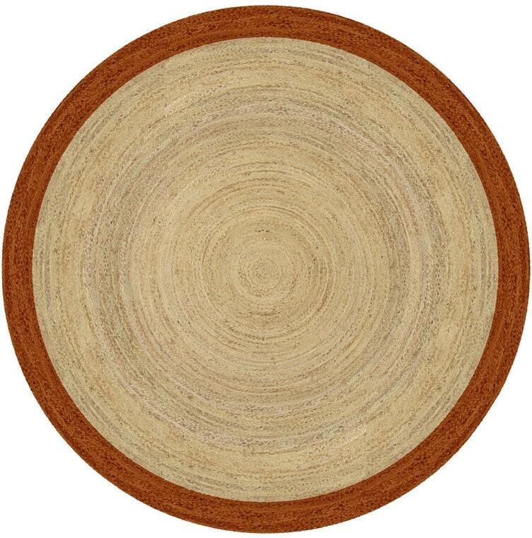MrCarpet Rond jute vloerkleed naturel roest bruin met rand 240cm - Foto 2