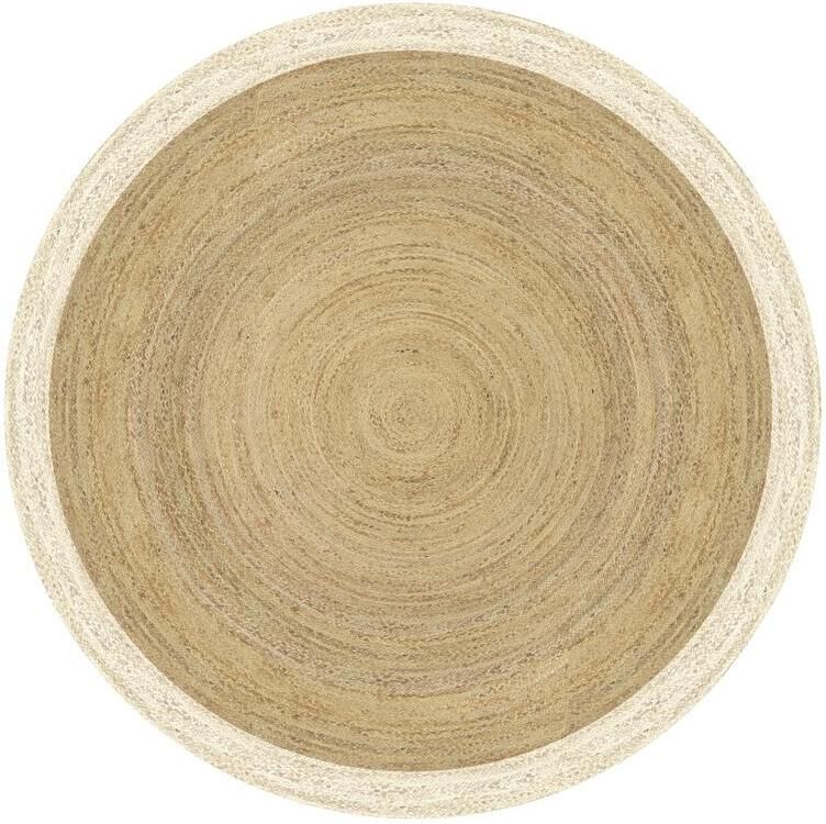 MrCarpet Rond jute vloerkleed naturel wit met rand 240cm - Foto 2