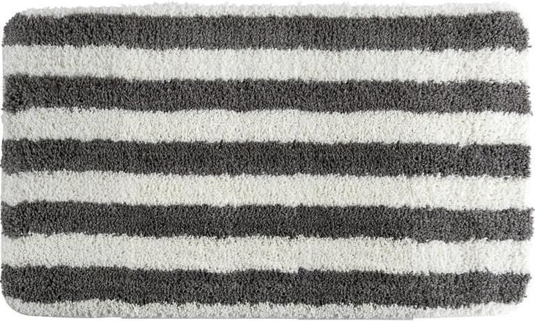 MSV Badkamerkleed|badmat voor op de vloer grijs|wit 50 x 80 cm
