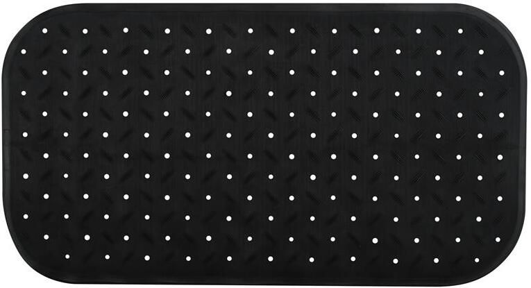 MSV Douche|bad anti-slip mat badkamer rubber zwart 36 x 65 cm