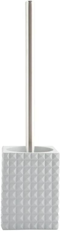 MSV Toiletborstel houder Kubik kunststeen lichtgrijs|zilver 37 c