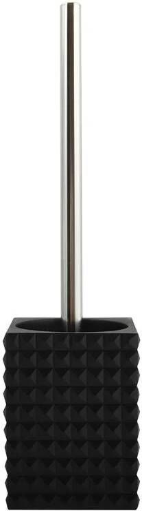 MSV Toiletborstel houder Kubik kunststeen zwart|zilver 37 cm