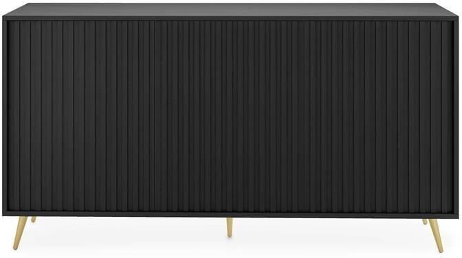 Selsey Bello Dressoir met lamellenfronten 154 cm Zwart met gouden poten - Foto 2