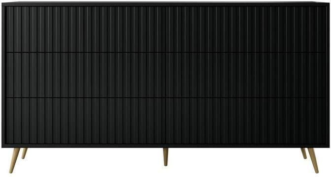 Selsey Bello Dressoir met 6 lades 154 cm Zwart met gouden poten - Foto 2