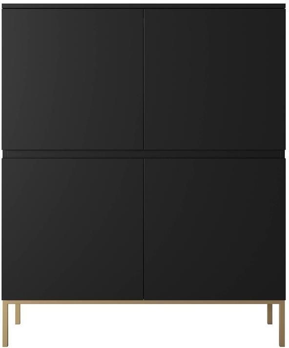 Selsey Bemmi Hoge Dressoir 100 cm Zwart met gouden poten - Foto 2
