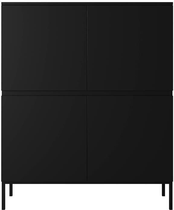 Selsey Bemmi Hoge Dressoir 100 cm Zwart met zwarte poten - Foto 2