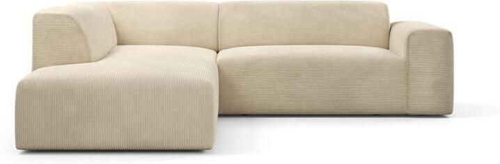 NADUVI Collection Nina Big Hoekbank Links Ribstof Crème