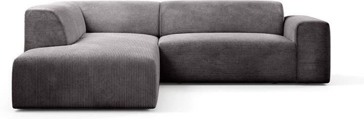 NADUVI Collection Nina Big Hoekbank Links Ribstof Grijs