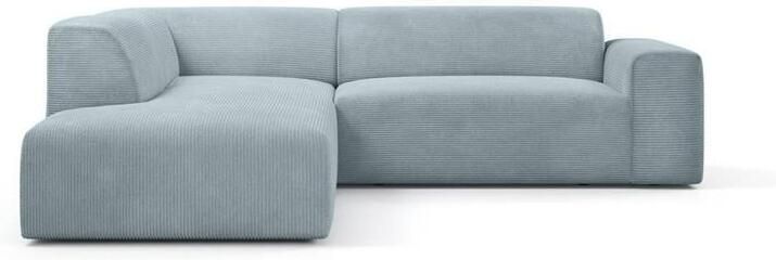NADUVI Collection Nina Big Hoekbank Links Ribstof Grijsblauw