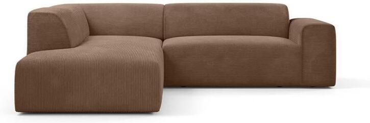 NADUVI Collection Nina Big Hoekbank Links Ribstof Hazelnootbruin