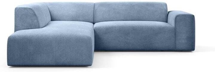NADUVI Collection Nina Big Hoekbank Links Ribstof Lichtblauw