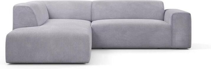 NADUVI Collection Nina Big Hoekbank Links Ribstof Lichtgrijs