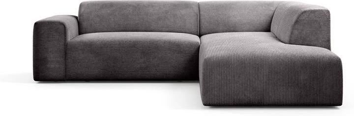 NADUVI Collection Nina Big Hoekbank Rechts Ribstof Grijs