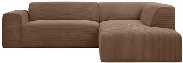 NADUVI Collection Nina Big Hoekbank Rechts Ribstof Hazelnootbruin