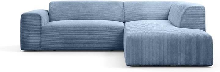 NADUVI Collection Nina Big Hoekbank Rechts Ribstof Lichtblauw