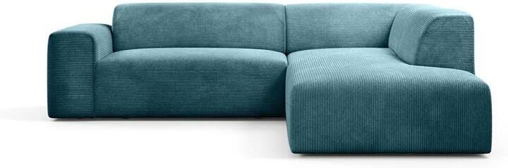 NADUVI Collection Nina Big Hoekbank Rechts Ribstof Turquoise