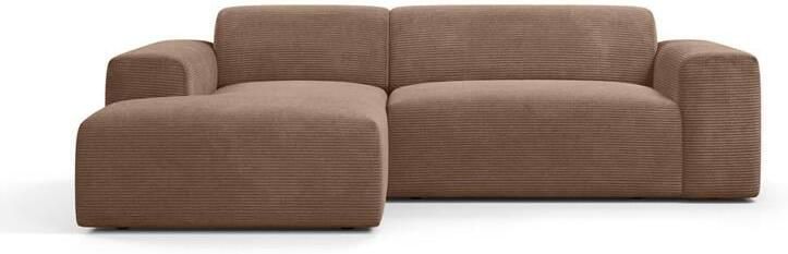 NADUVI Collection Nina Hoekbank Links Ribstof Hazelnootbruin