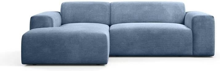 NADUVI Collection Nina Hoekbank Links Ribstof Lichtblauw