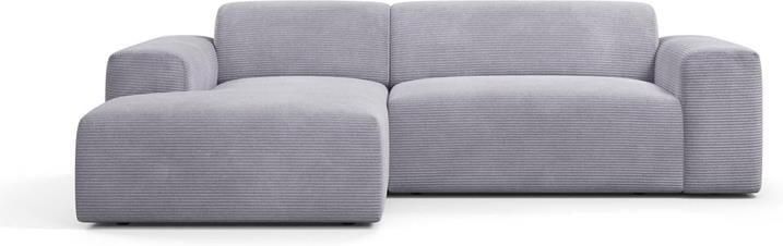 NADUVI Collection Nina Hoekbank Links Ribstof Lichtgrijs