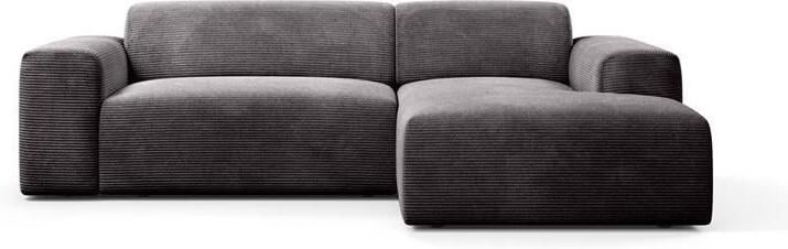 NADUVI Collection Nina Hoekbank Rechts Ribstof Donkergrijs