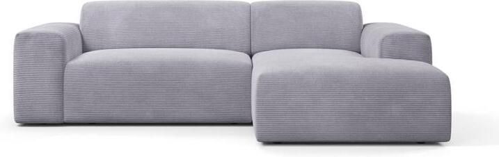 NADUVI Collection Nina Hoekbank Rechts Ribstof Lichtgrijs