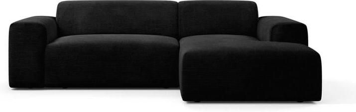 NADUVI Collection Nina Hoekbank Rechts Ribstof Zwart