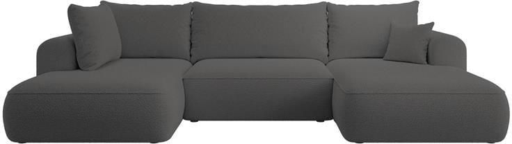 NADUVI Collection Philipa U-bank Links met Slaapfunctie Bouclé Antraciet