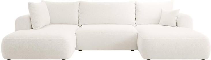 NADUVI Collection Philipa U-bank Links met Slaapfunctie Bouclé Crème