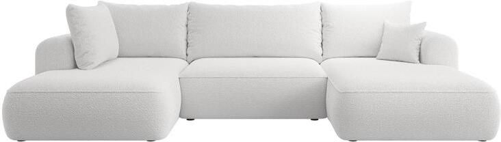 NADUVI Collection Philipa U-bank Links met Slaapfunctie Bouclé Lichtgrijs