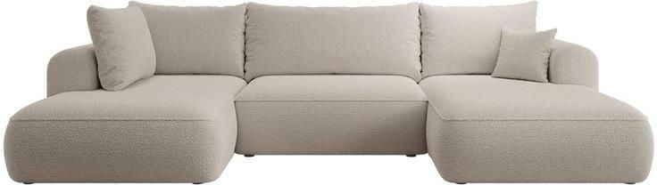 NADUVI Collection Philipa U-bank Links met Slaapfunctie Bouclé Taupe