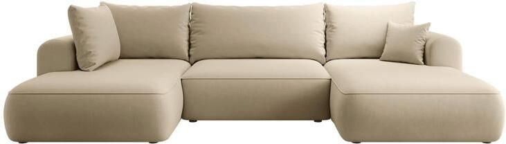 NADUVI Collection Philipa U-bank Links met Slaapfunctie Velvet Beige