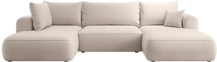 NADUVI Collection Philipa U-bank Links met Slaapfunctie Velvet Crème