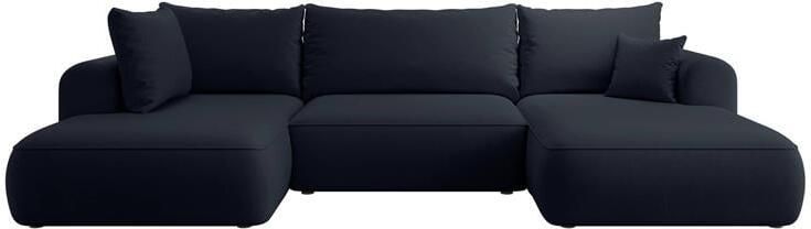 NADUVI Collection Philipa U-bank Links met Slaapfunctie Velvet Donkerblauw