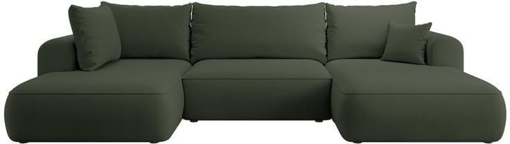 NADUVI Collection Philipa U-bank Links met Slaapfunctie Velvet Donkergroen