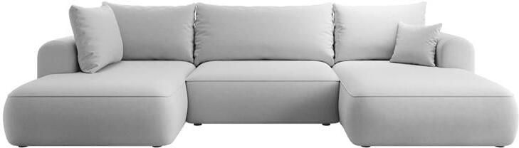 NADUVI Collection Philipa U-bank Links met Slaapfunctie Velvet Grijs