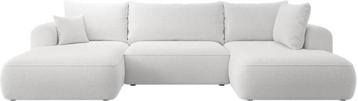 NADUVI Collection Philipa U-bank Rechts met Slaapfunctie Bouclé Lichtgrijs