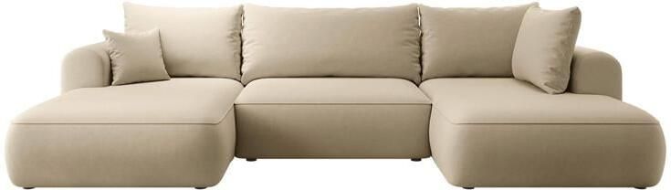 NADUVI Collection Philipa U-bank Rechts met Slaapfunctie Velvet Beige