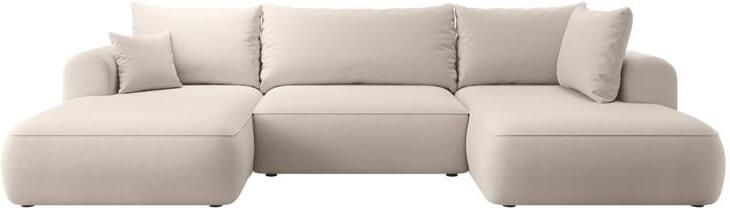 NADUVI Collection Philipa U-bank Rechts met Slaapfunctie Velvet Crème