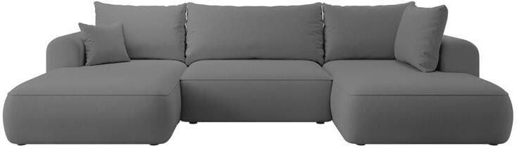 NADUVI Collection Philipa U-bank Rechts met Slaapfunctie Velvet Donkergrijs