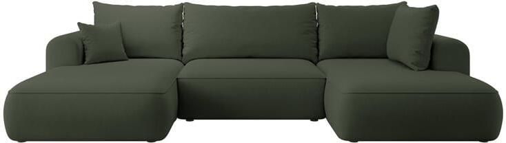 NADUVI Collection Philipa U-bank Rechts met Slaapfunctie Velvet Donkergroen