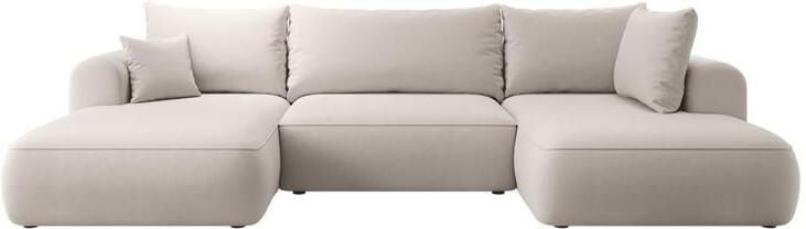 NADUVI Collection Philipa U-bank Rechts met Slaapfunctie Velvet Gebroken wit