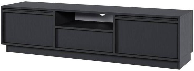 Selsey Evo RTV-kast met twee deuren en een lade van 154 cm Zwart op sokkel - Foto 2