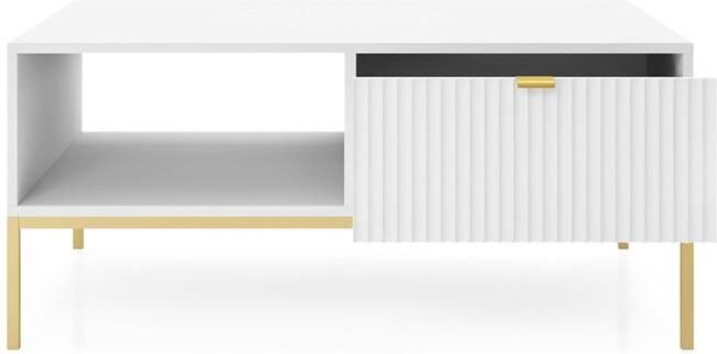 Selsey Vellore Koffiebank 104x68 cm wit met geribbelde voorkant en goud frame - Foto 2