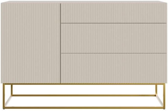 Selsey Veldio Dressoir 3-lades 140 cm Grijsbeige met gouden poten - Foto 2