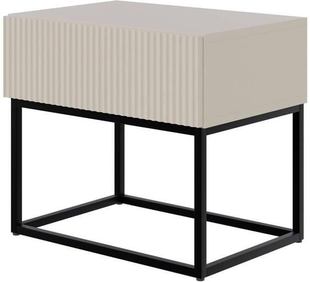 Selsey Veldio Nachtkastje 50 cm Grijs beige met zwarte poten - Foto 2