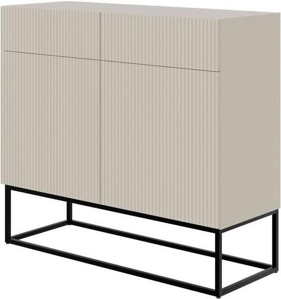 Selsey Veldio Dressoir 2-deurs 100 cm Grijsbeige met zwarte poten - Foto 2