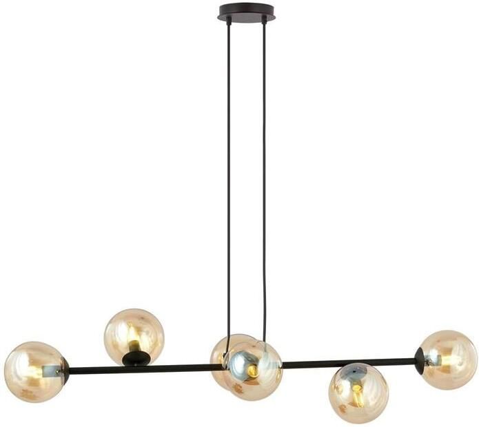 NADUVI Collection Zwarte hanglamp eettafel Valentino 6-lichts