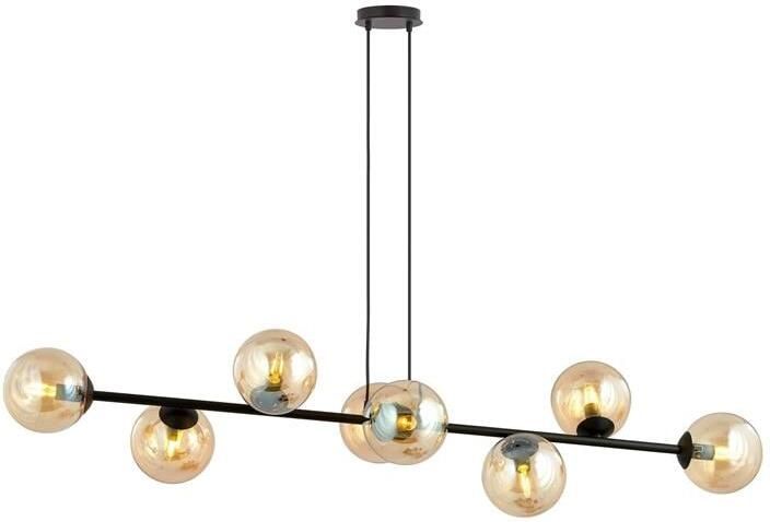 NADUVI Collection Zwarte hanglamp eettafel Valentino 8-lichts
